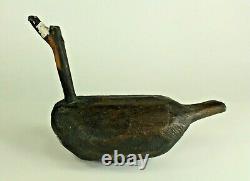 = Antique 19th c. Early Carved Wood Folk Art Duck Decoy, New England Primitive