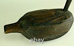 = Antique 19th c. Early Carved Wood Folk Art Duck Decoy, New England Primitive