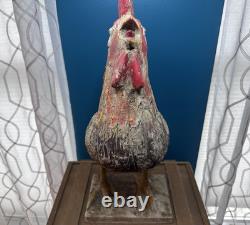Antique 19th c. Hand Carved Wood Rooster Folk Art Polychrome Farm Chicken 21