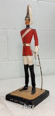 Antique 19th century British life guard troop hand carved wood sculpture statue