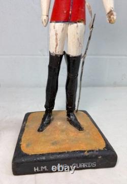 Antique 19th century British life guard troop hand carved wood sculpture statue