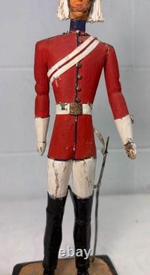 Antique 19th century British life guard troop hand carved wood sculpture statue