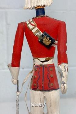 Antique 19th century British life guard troop hand carved wood sculpture statue