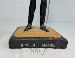 Antique 19th century British life guard troop hand carved wood sculpture statue