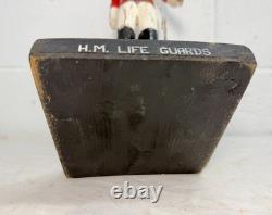 Antique 19th century British life guard troop hand carved wood sculpture statue