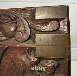 Antique 19th century Victorian hand carved wood brass Folk Art sculptural box