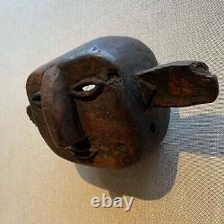 Antique 19th-century carved wood Folk Art Mexican festival mask Mexico