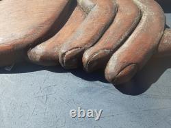 Antique 19thc Folk Art Carved Hand Pointing Trade advertising Sign odd fellows