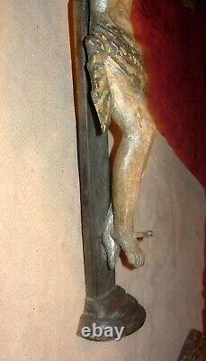 Antique 20 Hand Carved Wall Crucifix-Cross-Christ Folk Art-Santos-Bultos-1800s