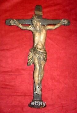 Antique 20 Hand Carved Wall Crucifix-Cross-Christ Folk Art-Santos-Bultos-1800s