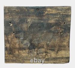 Antique 20th C Folk Art Baroque Carved Colored Angel Wooden Wall Panel