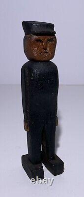 Antique 3 CARVED PAINTED WOOD COPS & ROBBER WOOD FIGURES AMERICAN FOLK ART