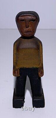 Antique 3 CARVED PAINTED WOOD COPS & ROBBER WOOD FIGURES AMERICAN FOLK ART