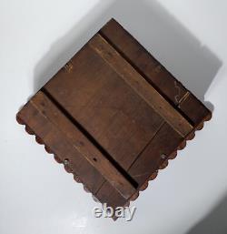 Antique AMERICAN FOLK ART CARVED HEARTS & STARS WOOD SHADOW BOX FRAME