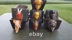 Antique African Folk Art Hand Carved 7 Pieces Wood Beautiful