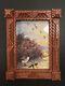 Antique American Carved Wood Tramp Art Picture Frame Layered Wooden Folk Art