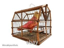 Antique American Folk Art Bird in Cage Decoy or Carving Early 1900s Display