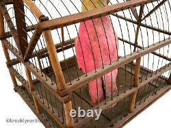 Antique American Folk Art Bird in Cage Decoy or Carving Early 1900s Display