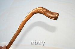 Antique American Folk Art Cane Carved Stylized Dog Walking Stick Collector Grade