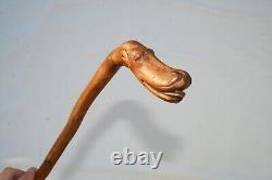 Antique American Folk Art Cane Carved Stylized Dog Walking Stick Collector Grade