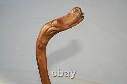 Antique American Folk Art Cane Carved Stylized Dog Walking Stick Collector Grade