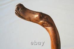 Antique American Folk Art Cane Carved Stylized Dog Walking Stick Collector Grade