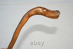 Antique American Folk Art Cane Carved Stylized Dog Walking Stick Collector Grade