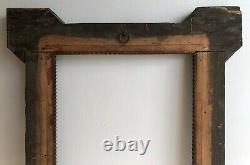 Antique American Folk Art Chip Wood Brown Carved Picture Frame. 19th C