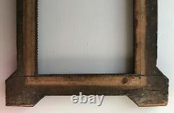 Antique American Folk Art Chip Wood Brown Carved Picture Frame. 19th C