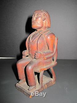 Antique American Folk Art President Martin Van Buren Early Carving Masterpiece