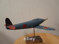 Antique American Folk Art Wood Carved Fighter Plane Stars Stripes Propeller Wow