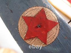 Antique American Folk Art Wood Carved Fighter Plane Stars Stripes Propeller Wow