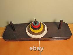 Antique American Folk Art Wood Carved Game Invention One Ofa Kind Bullseye Id'd