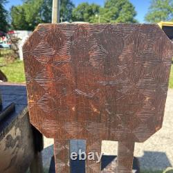 Antique Arts & Crafts Carved Pyrography Desk & Chair Tramp Folk Art AAFA 1910s