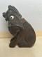Antique Asian Hand Carved Wooden Dog Sculpture Inlaid Eyes Folk Art