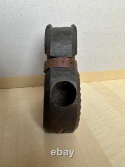 Antique Asian Hand Carved Wooden Dog Sculpture Inlaid Eyes Folk Art