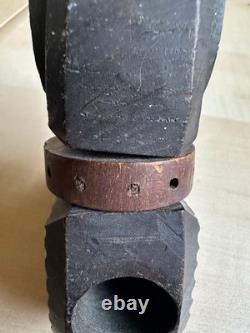 Antique Asian Hand Carved Wooden Dog Sculpture Inlaid Eyes Folk Art