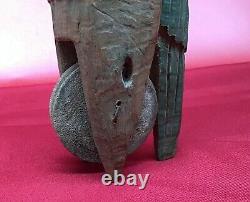 Antique Asian Loom PULLEY Hand Carved Parrot BIRD rare handmade folk art old