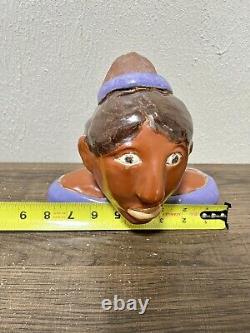 Antique Black Americana Folk Art Statue Sculpture Homemade Clay Figure RARE