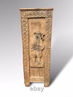 Antique Breton Carved Wooden Umbrella Stand / Stick Stand Folk Art Hall Stand