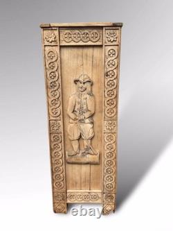 Antique Breton Carved Wooden Umbrella Stand / Stick Stand Folk Art Hall Stand