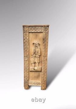 Antique Breton Carved Wooden Umbrella Stand / Stick Stand Folk Art Hall Stand