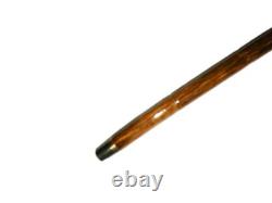 Antique British Hallmarked Silver 1903 Carved Head Folk Art Walking Stick Cane