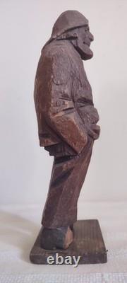 Antique C(arl) J(ohan) Trygg Flat Plane Wood Sculpture, Signed, Dated 1919, 10H