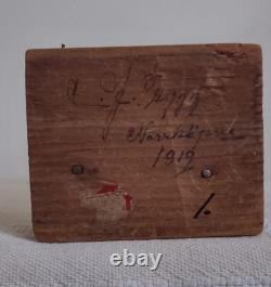 Antique C(arl) J(ohan) Trygg Flat Plane Wood Sculpture, Signed, Dated 1919, 10H