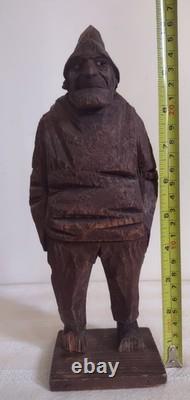 Antique C(arl) J(ohan) Trygg Flat Plane Wood Sculpture, Signed, Dated 1919, 10H