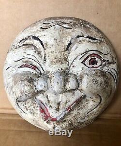 Antique Carnival Carousel Salvage Carved Moon Man, Moon Face, Folk Art