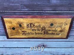 Antique Carved Folk Art GERMAN Wooden Kitchen Board w Sunflowers Motto 1800's