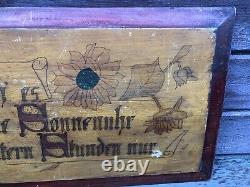 Antique Carved Folk Art GERMAN Wooden Kitchen Board w Sunflowers Motto 1800's