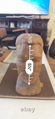 Antique Carved Folk Art Portrait Bust Sculpture Initialed MZ